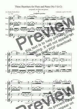 page one of CARULLI, Ferdinando: Duettino no 3 (Op. 191) arranged for flute quartet (4fl).
