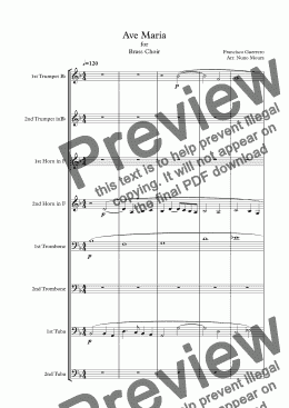 page one of Ave Maria for Brass Choir