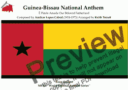 page one of Guinea-Bissau National Anthem (È Pàtria Amada - Our Beloved Fatherland) for Brass Quintet (MFAO World National Anthem Series)