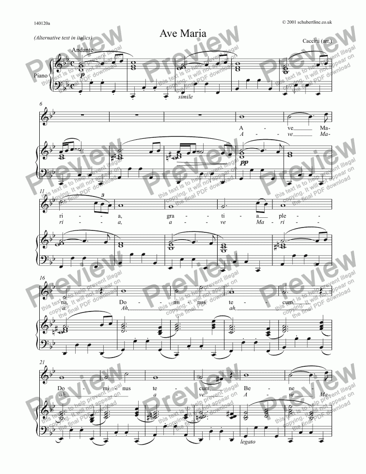 page one of Ave Maria [Caccini]