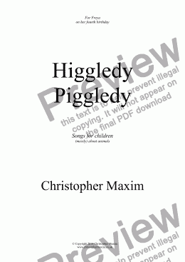 page one of Higgledy Piggledy (Songs for children)