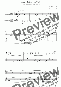 page one of Happy Birthday To You! (for oboe duet, suitable for grades 1-5) (159OBDU01)