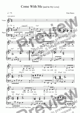 page one of Come With Me (and be my love) Vocal+Piano