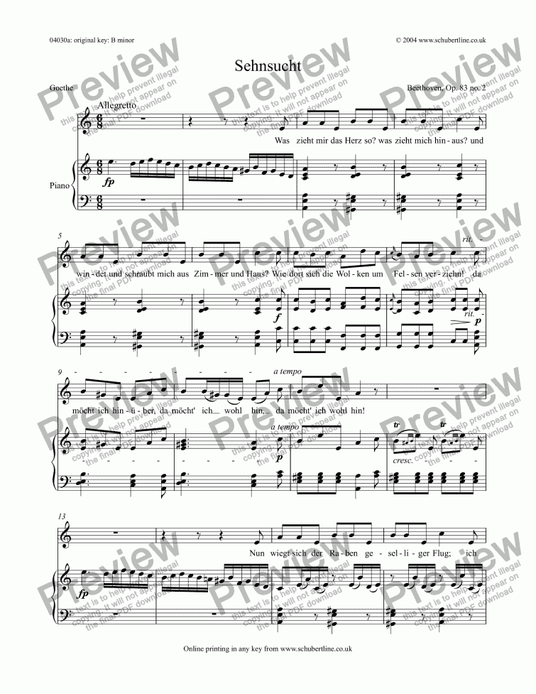 page one of Sehnsucht Op.83 no.2