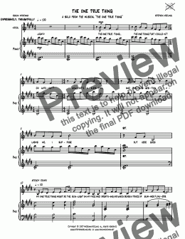 page one of THE ONE TRUE THING - a solo from the musical "The One True Thing"