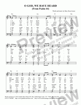 page one of O God, We Have Heard (From Psalm 44) SATB