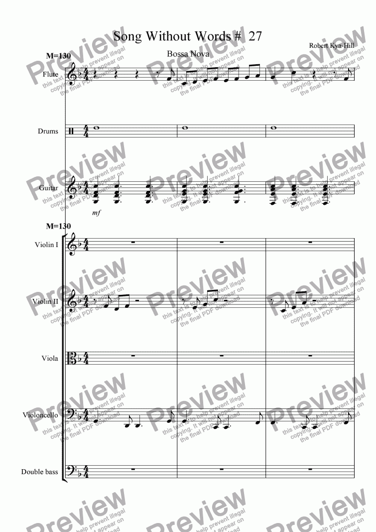 page one of Song Without Words #27,  Bossa Nova