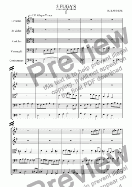 page one of 5 fuga's in klassieke stijl voor strijkorkest