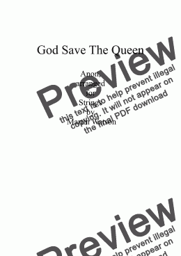 page one of God Save The Queen for String Orchestra/Quartet
