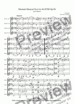 page one of Schubert: Moment Musical No.6 in Ab D780 Op.94 arr.horn quartet