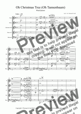page one of Oh Christmas tree (Oh Tannenbaum) - Funky  - Wind Quintet