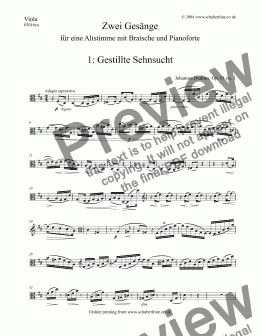 page one of Gestillte Sehnsucht - Viola part