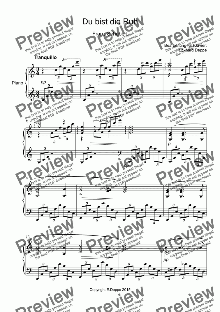 page one of ’Du bist die Ruh’ Franz Schubert