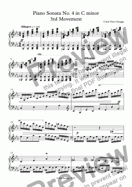 page one of Piano Sonata No. 4 in C minor 3rd Movement
