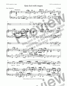 page one of Quia fecit mihi magna [Magnificat: bass]