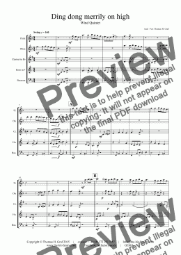 page one of Ding dong merrily on high - Swing - Wind Quintet