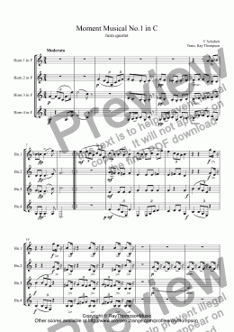 page one of Schubert: Moment Musical No.1 in C D780 Op.94 arr.horn quartet