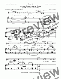 page one of Jewel Song  (Ah! Je ris de me voir si belle) [Faust: sop.]