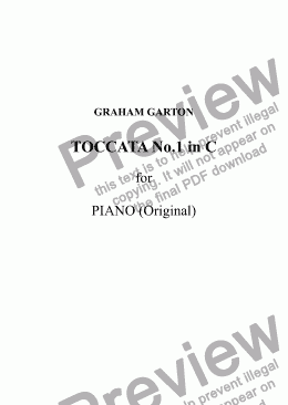 page one of TOCCATA No.1 in C for Piano - (Original) A rather brittle Concert Piece