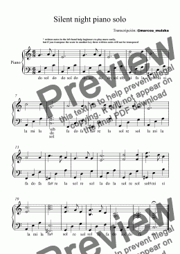 page one of Silent night piano solo