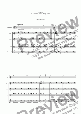 page one of Quintet for Clarinet in Bb and String Quartet [2014]