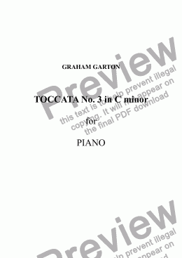 page one of TOCCATA No.3 in C minor for Piano. Mixed time signatures