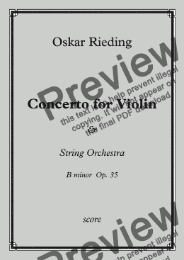 page one of O. Rieding - Concerto for Violin and String Orchestra B minor Op.35 - full score