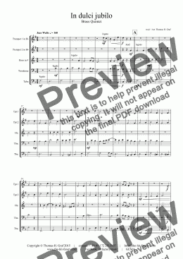 page one of In dulci jubilo - Christmas Song - Jazz Waltz - Brass Quintet