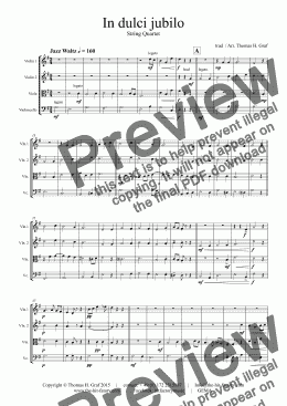 page one of In dulci jubilo - Christmas Song - Jazz Waltz - String Quartet