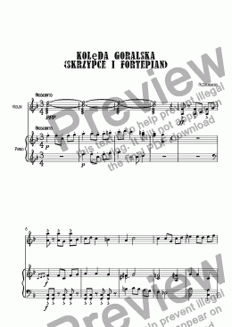 page one of Kolęda Goralska (skrzypce i fortepian)