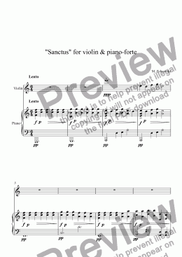 page one of "Sanctus" for violin & piano-forte