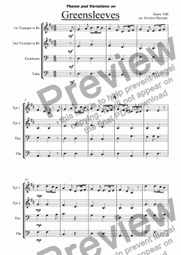 page one of Theme and Variations on Greensleeves.