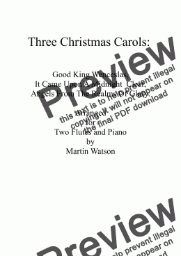 page one of Three Christmas Carols for Two Flutes and Piano