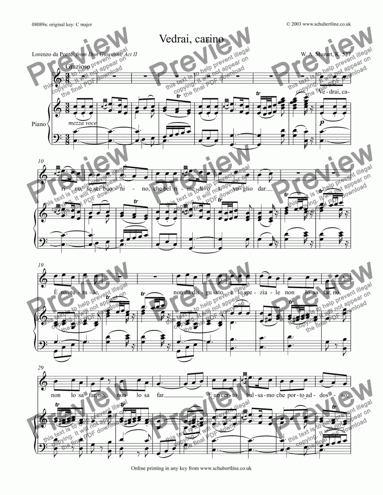 vedrai carino sheet music