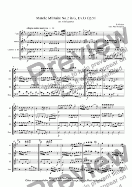page one of Schubert: Marche Militaire No.2 in G, D733 Op.51 arr.wind quartet