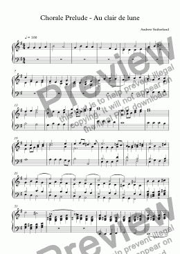 page one of Chorale Prelude - Au clair de lune(3)