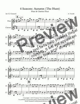page one of 4 Seasons: Autumn (The Hunt) Flute & Clarinet