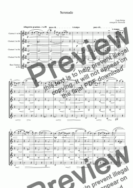 page one of Bridge - Serenade for reduced clarinet choir