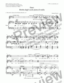 page one of Bimba dagli occhi piena di malìa - duet [Madama Butterfly: sop., tenor]