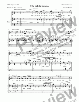 page one of Che gelida manina [La Bohème: tenor]