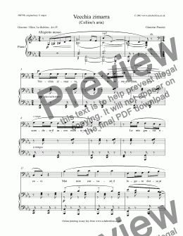 page one of Vecchia zimarra (Colline’s aria) [La Bohème: bass]