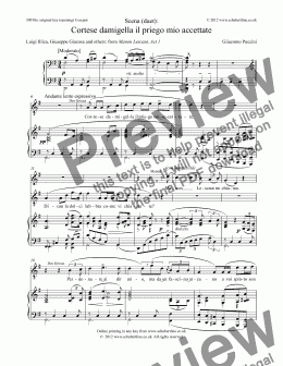 page one of Cortese damigella il priego  - Scena (duet) [Manon Lescaut: sop., tenor]