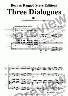 page one of Three Dialogues No. 3 for Xylophone,Marimba & Piano