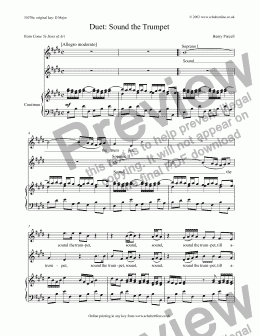 page one of Sound the Trumpet - duet [Come ye sons of Art: alto, alto]