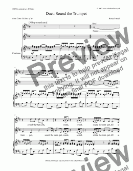 page one of Sound the Trumpet - duet [Come ye sons of Art: alto, alto]