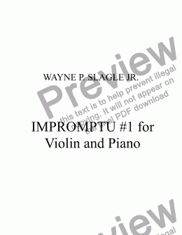 page one of IMPROMPTU #1 for                                 Violin and Piano