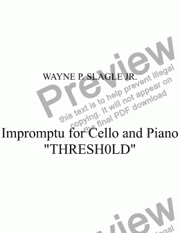 page one of Impromptu for Cello and Piano "THRESH0LD"