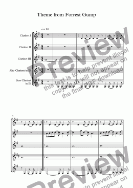 page one of Theme from Forrest Gump