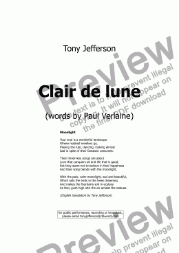 page one of Clair de lune