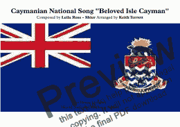page one of Caymanian National Song ’’Beloved Isle Cayman’’ for Brass Quintet (MFAO World National Anthem Series)